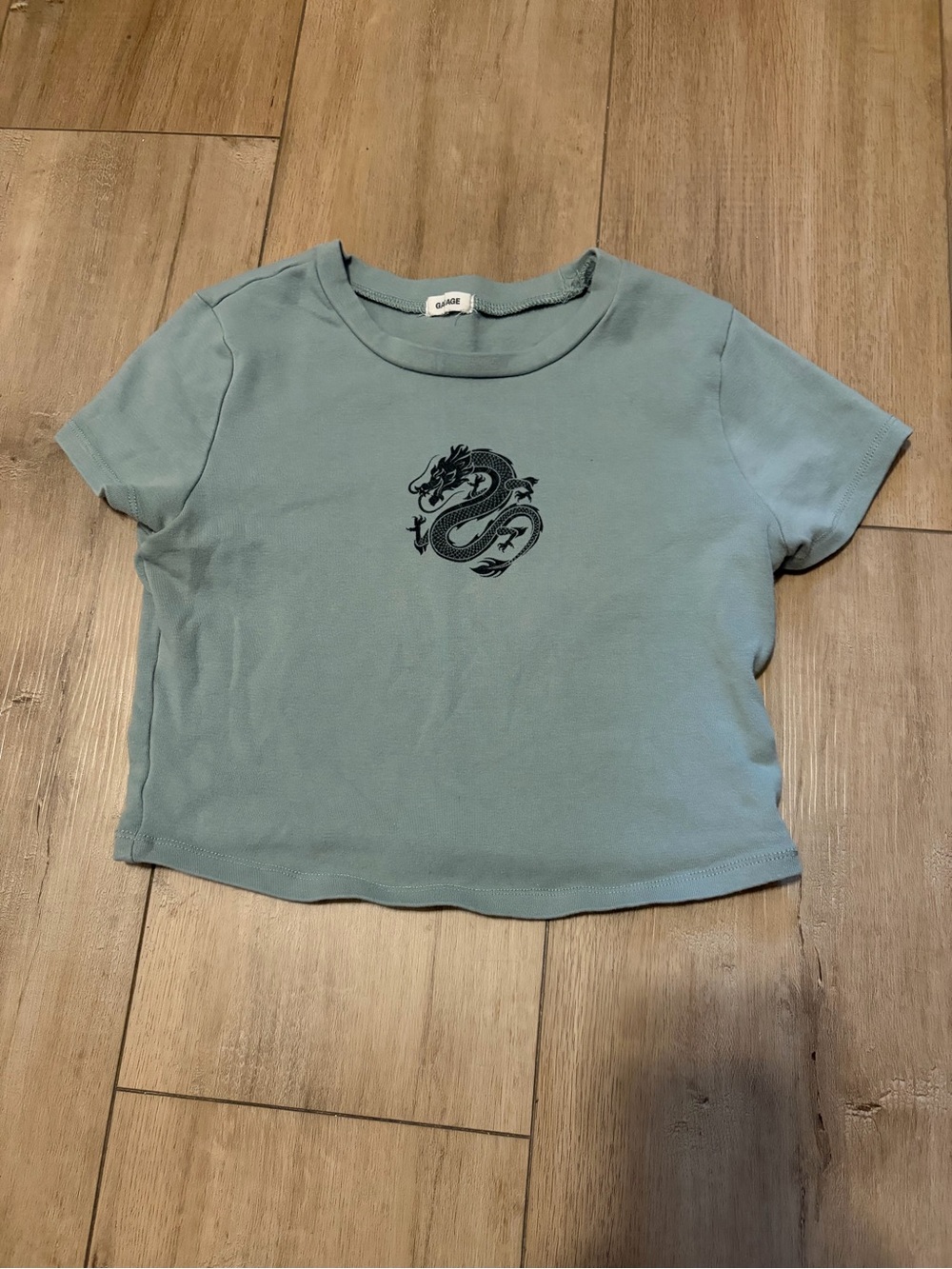 Garage Cropped Dragon Graphic Tee in Sage